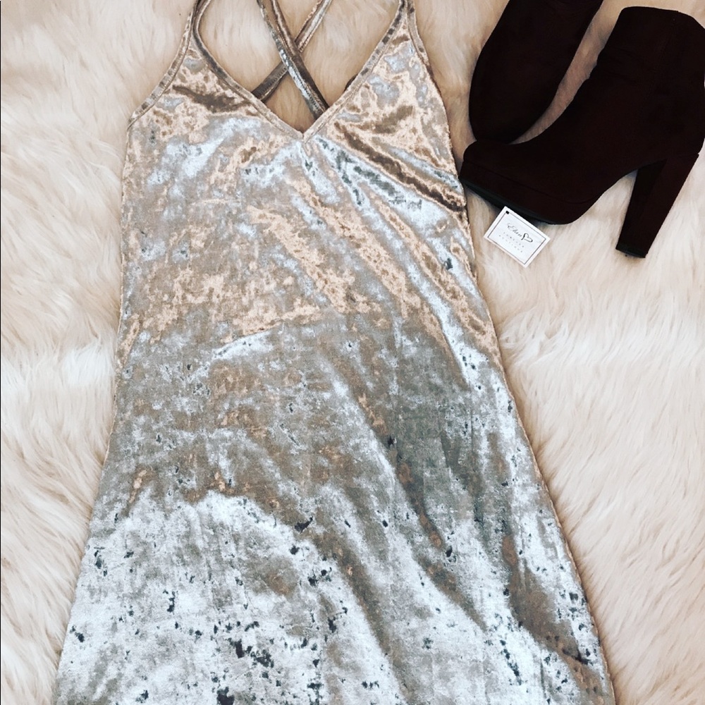 Silver Velvet Skater Dress